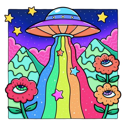 Trippy & Groovy: Psychedelic Coloring Book for Adults Featuring Mushrooms, Aliens, Magic Worlds and Illusions for Relaxation Trippy & Groovy: Psychedelic Coloring Book for Adults Featuring Mushrooms, Aliens, Magic Worlds and Illusions for Relaxation Paperback Spiral-bound
