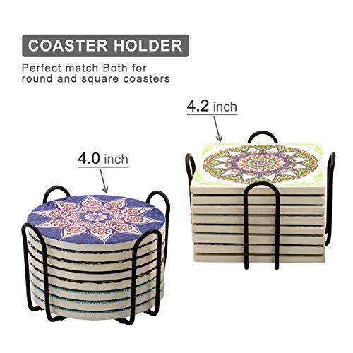 Coaster Holder Black Iron Metal Wire 4.5 Inch-Fits 4 to 9 Pieces of Round and Square Coasters,Set of 2 Pack - Thumbnail 3