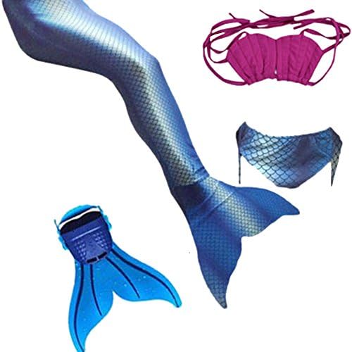 Cscon Kids Girls Sparkle Mermaid Tail with Monofin Swimmable Swimwear