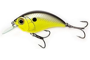 RAT-L-TRAP Bill Lewis Lures Lifelike SB-57 3/8 OZ. MDJ Series Squarebill Crankbait Fishing Lure with Mustad Triple Grip Hooks, Chartreuse Shiner