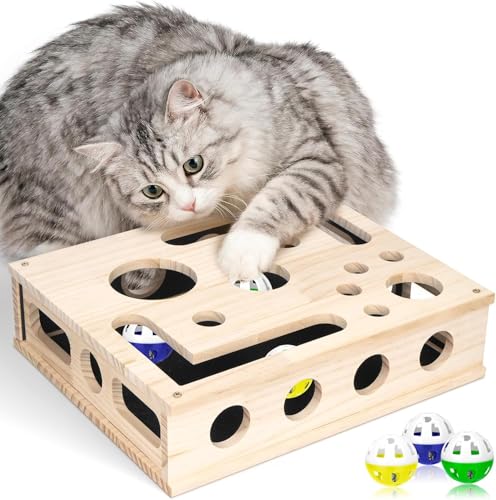 Last page® Cat Scratch Puzzle Enrichment Box, Maze Cat Nail File Scratcher & Built-in Sandpaper, Wooden Cat Nail File Enrichment Box, Stress-Free Alternative to Trimming Your Nails