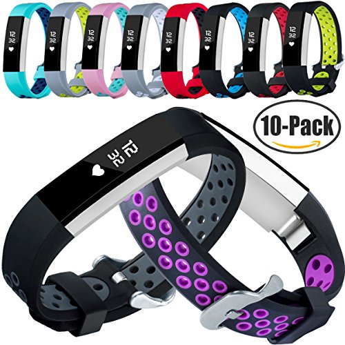 Geak Fitbit Alta Bands and Fitbit Alta HR Bands, Sports Replacement Accessory Wristband with Secure Watch Buckle, Small and Large Size, Black Blue Red Gray Pink and Teal
