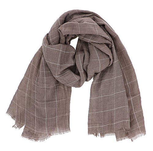 Windowpane Print Scarf Wrap- Khaki