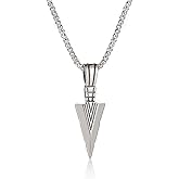 XYAYOU Stainless Steel Spearpoint Arrowhead Pendant Necklace For Mens Cool Arrowhead Pendant Chain Necklace for Women