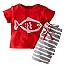 BIBNice Kids 2 Piece Cotton Short Sleeve Shirt and Shorts,Red-fish,2T