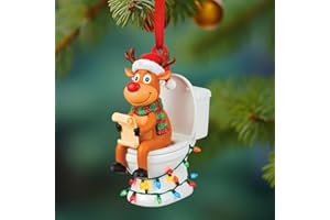 Unique Christmas Toilet Acrylic Ornament, Personalized Toilet Santa Hat Keepsake, Humor Bathroom Decor or Christmas Tree Deco