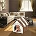 Soft-Sided Brick Pet House & Mat,Lotus.flower Portable Indoor Pet Bed Dog House Soft Warm and Comfortable Cat Dog Sweet Room (Multicolor)