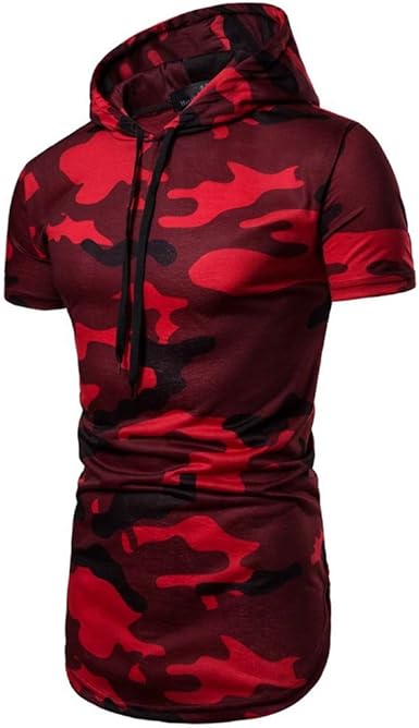 red short sleeve hoodie mens