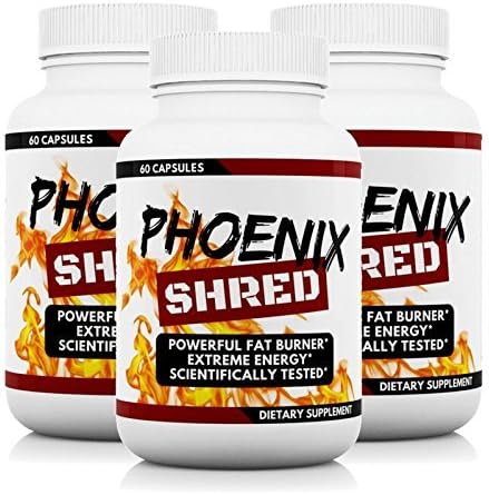 (3-PACK) PHOENIX SHRED™: Extreme Fat Loss &amp; Powerful Energy Pills - Vegetarian, Dairy, Gluten Free - Made in USA (90-Day Supply)