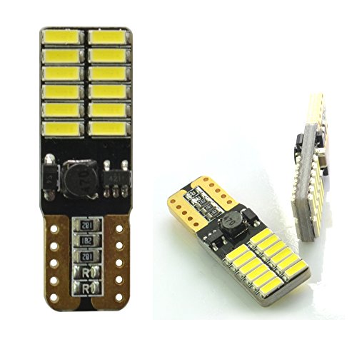Rayhoo 2-Piece T10 24-SMD 3014 White LED Bulb for W5W 194 168 2825 Car Side Wedge Light with Canbus