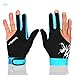 MIFULGOO Man Woman Elastic 3 Fingers Gloves for Billiard Shooters Carom Pool Snooker Cue Sport - Wear on The Right or Left Hand (Black SkyBlue, M)