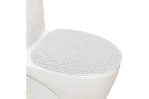 Madeals Chenille Toilet Lid Cover Shag Soft and Absorbent, Comfortable Bathroom Toilet Lid Cover Seat Fits Most Size Toilet Lids for White