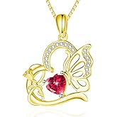 VANAODUC Birthstone Heart butterfly Necklace for Women, Infinity Pendant 14K Gold /18K White Gold Womens Necklaces, Jewelry Anniversary Birthday Christmas Gifts for Her Mom Wife﻿
