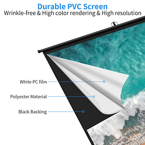 Projector Screen, Keenstone Projection Screen 4K 16:9 HD Foldable Wrinkle-Free Portable Movies Screen for Home Backyard Theater Outdoor Indoor (100 Inch)
