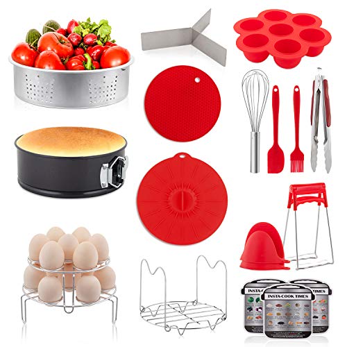 YIHONG 20 Pieces Pressure Cooker Accessories Set Compatible with Instant Pot 6 8 Qt - 2 Steamer Baskets- Non-stick Springform Pan - Stackable Egg Rack - Silicone Egg Bites Mold- with Free Ebook Recipe - Thumbnail 7