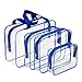 Hotop 4 Pieces Clear Make-up Bags Travel Toiletry Bag Organizers for Traveling, Business Trip and School, Water-proof (Blue)