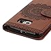 S6 Case,Samsung Galaxy S6 Case (Non-Edge) - Flip Wallet Case Kickstand 3D Embossed Flower Back Magnetic PU Leather Card Holders Soft TPU Inner Case Hand Strap & Dust Plug & Stylus by Badalink - Brown