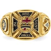 Knights Templar Masonic Rings for Men, 925 Sterling Silver 18K Gold-plated Freemason Master Ring, Crusader Biker Band Jewelry Gifts for Him Father Husband