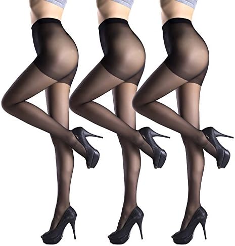 Pack of 3 Pantyhose - Control Top Sheer Pantyhose - Gracefully Wear Short Skirts, Slit Gowns or Slim Dresses