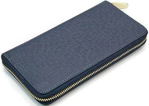 【Shikyou】 Stylish Men's Round Fastner Wallet Purse Embossing (Navy)