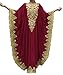 WUBU Sexy Boho Kaftan Maxi Casual Party Prom Long Evening Dress Cocktai Beach Dresses (Burgundy (Style 2))