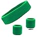 Kenz Laurenz Sweatband Set Cotton Sports Headband Terry Cloth Wristband Moisture Wicking Sweat Absorbing Head Band Athletic Exercise Basketball Wrist Sweatbands and Headbands
