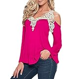 Phoenix Women Off Shoulder Lace Crochet Hollow Long Sleeve Blouse Tops