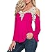 Phoenix Women Off Shoulder Lace Crochet Hollow Long Sleeve Blouse Tops