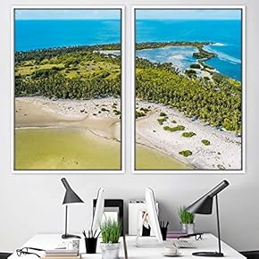 signwin 2 Piece Framed Canvas Wall Art Coastal...