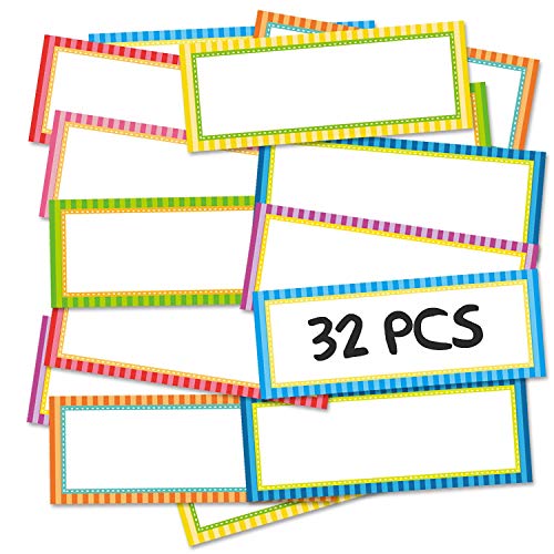 Magnetic Dry Erase Labels, Opret 32pcs Name Tags (3.3x1.2 inches) Blank Name Plates Whiteboard Magnet for Classroom, Office and Home