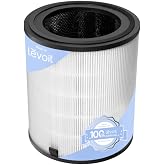 Levoit LV-H133 Replacement Filter, Genuine Air Purifier Filters, 1 Pack | High-Efficiency Activated Carbon for Removal of Smoke, Odor, Allergens, Pollen, Dust, Pet Hair, LV-H133-RF, White