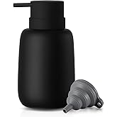 Matte Black Soap Dispenser Bathroom,Ceramic Soap Dispenser Lotion Pump Dish Soap Dispenser for Kitchen,16oz Refillable Liquid Hand Wash Dispenser for Bathroom (Rubber Paint)