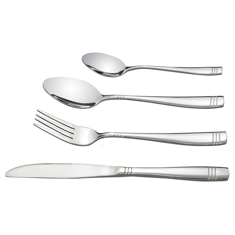 Dynko 24 Pieces Cutlery Serving Sets, Stainless Steel Dinner Cutlery Sets of 6