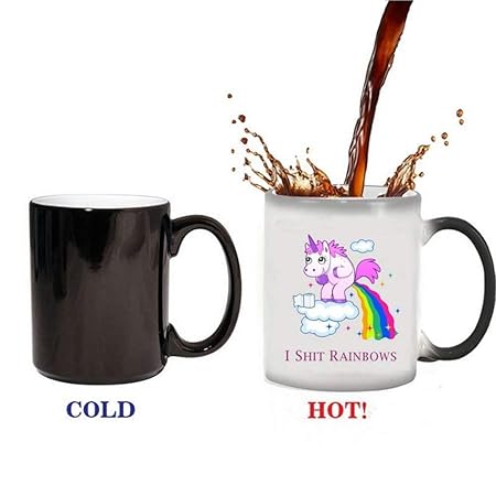 Einhorn Hitze Farbwechsel Tassen,Regenbogen Kaffeetasse Keramik Tassen-Becher/Pott für Kaffee,Überraschung Geschenk Männer Fr