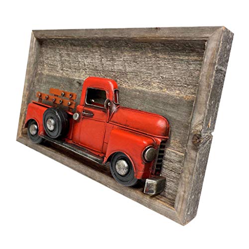 BarnwoodUSA | Vintage Red Christmas Truck Wall Sign | Farmhouse Metal Truck Wall Art | Automotive | Old Vehicle Decor | Rustic Wooden Wall Sign - Thumbnail 5