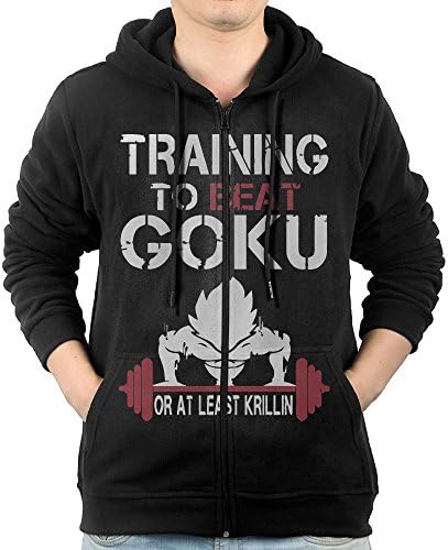 SUNG HEE Training To Beat Goku OR AT Least Krillin GYMPocket Hoody With Zipper Thick Fleeces Athletic Long-Sleeved Hoody Sweatshirt For Men