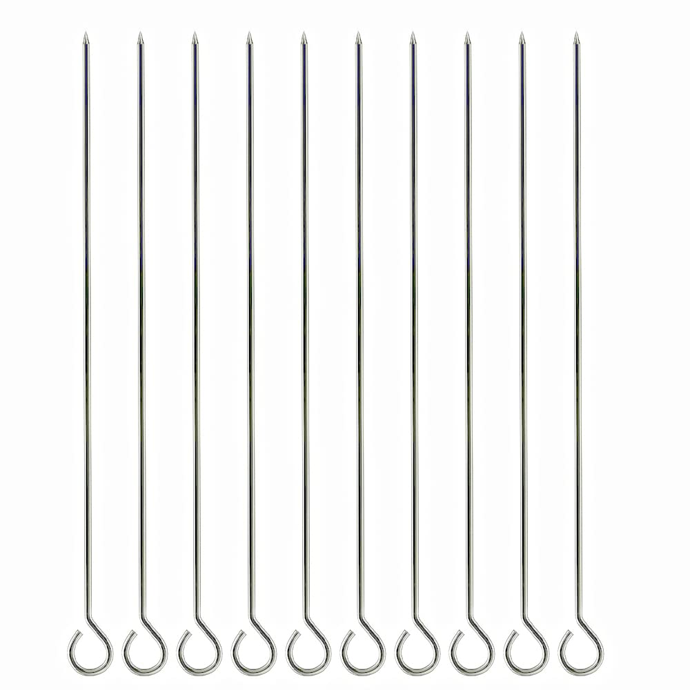 iPEAK 12Pcs BBQ Skewers Stainless Steel Grill Kebab Skewer 30cm Long Reusable Metal Barbecue Skewers