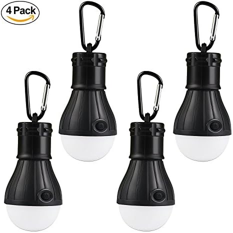 LED Camping Light, LENPOW Portable Tent Lantern 4 Modes Emergency Lamp Bulb, Bug Out Bag Equipment for Outdoor Activities Backpacking Hurricane Snowstorm Outage, Water Resistant Night light, 4 Pack