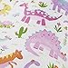 Happy Linen Company HLC Childrens Girls Dinosaur Park Jurassic Pink T-Rex Dino White Reversible UK Single/US Twin Bedding Duvet Cover Set