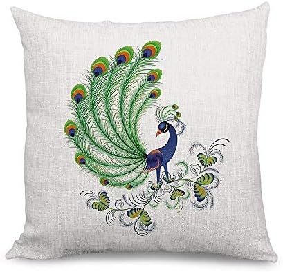 KLYDH Pastoral Style Decorative Throw Pillow Cover Cushion Case Nice Peacock Pattern,Cover Size:20 x 20 Inch(50cm x 50cm)