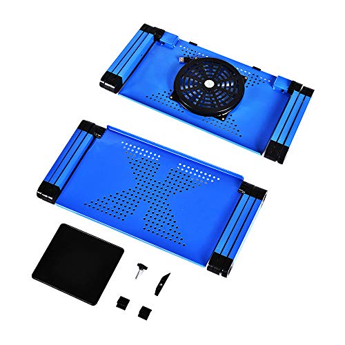 BAIJIAWEI Adjustable Laptop Table Stand with 2 CPU Cooling Fan, Portable Vented Lap Desk with Mouse Pad Side, Foldable Tray Table for Bed, Couch and Sofa - Thumbnail 6