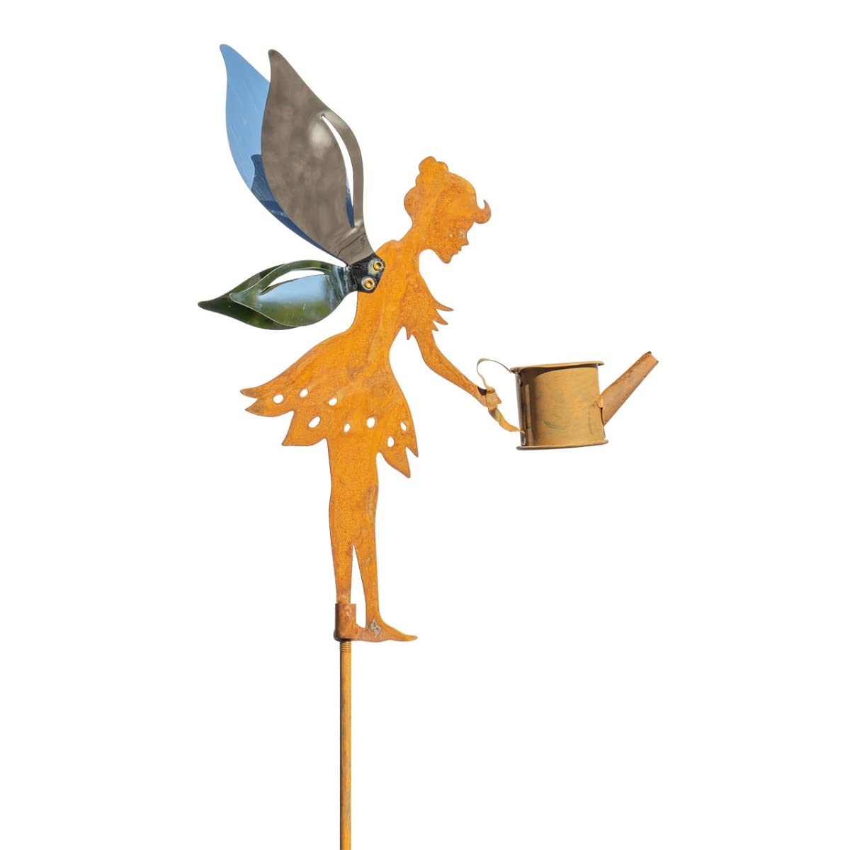 CIM Patina Garden Plug - Fairy with flower – 11,5 x 4 x 102cm - incl. pole - attractive grating decoration (Fairy with watering can)
