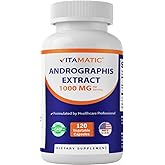 Vitamatic Andrographis Extract 1000 mg Per Serving - 120 Veg Capsules - 20X Extract, 100% Vegetarian, All-Natural, Gluten Free, Non-GMO