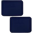 Sophico 3 Cup Rectangle Silicone Storage Cover Lids Replacement for Pyrex 7210-PC Glass Bowls, Container not Included (NAVY BLUE, 2 Pack)