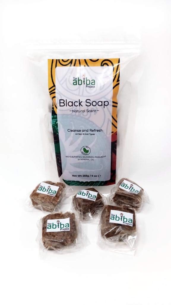 The Abiba Project African Black Soap | Natural Hair, Face & Body Wash | Raw Organic Skin Cleanser & Moisturiser with Pure Shea, Cocoa Butter & Coconut Oil | For Wrinkles, Scars, Acne, Eczema, Dry Skin
