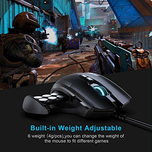 M009 Gaming Mouse with 16400 DPI, Wired RGB LED Backlit