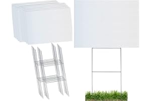CALENDARS AND MORE, INC. Durable Blank Corrugated White Yard Sign Kit Includes 10 of Each: Large 18x24 Signs and Strong Galvanized Steel Double H 10x24 Yard Stakes - Pack of 10 18x24 Signs with Yard Stakes