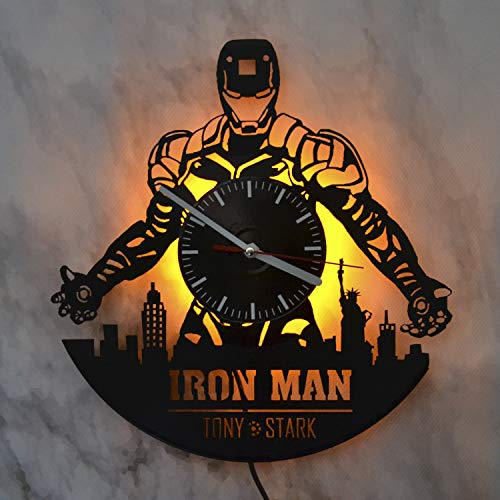 image for Art Finder The Avengers Iron Man Gift Yellow Led Light Vinyl Record Wa