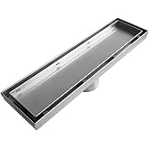 Neodrain 12" Brushed Linear Shower Drain,2-in-1 Flat&amp; Tile Insert Cover | 304 Stainless Steel,Fast Drainage, Durable,Rectangle Shower Floor Drain with Adjustable Feet,Hair Strainer,Fits Bathrooms