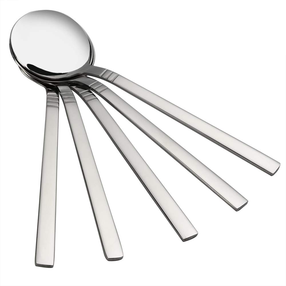 Fiaze Round Soup Spoon, 12 Pieces Stainless Steel Bouillon Spoons
